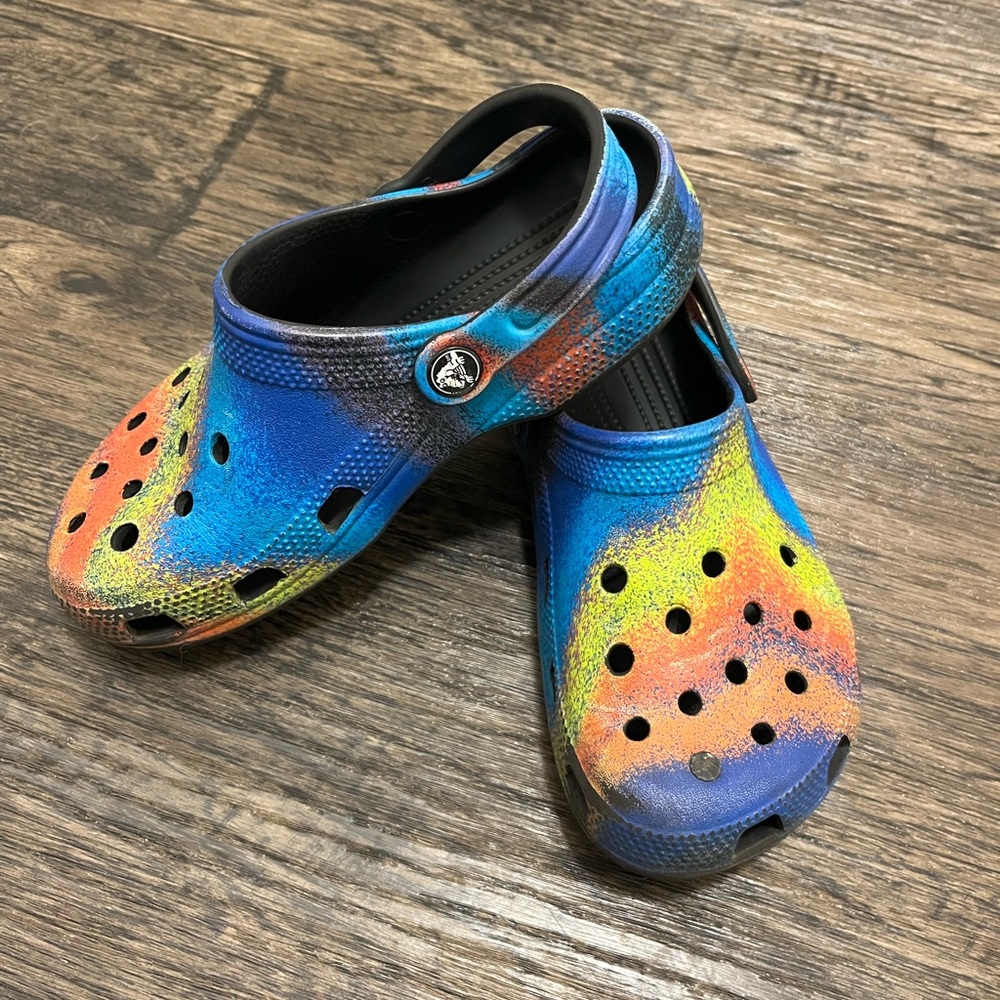 CROCS Kids Sandals in Blue, Orange, and Yellow